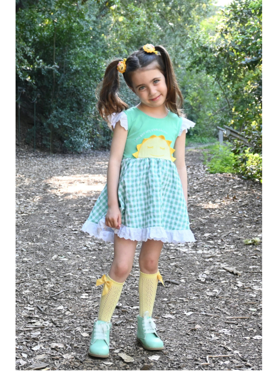 twinnerific Other - ROYAL ORCHARD twinnerific YOU ARE MY SUNSHINE Dress GIRLS 5T Green White Gingham